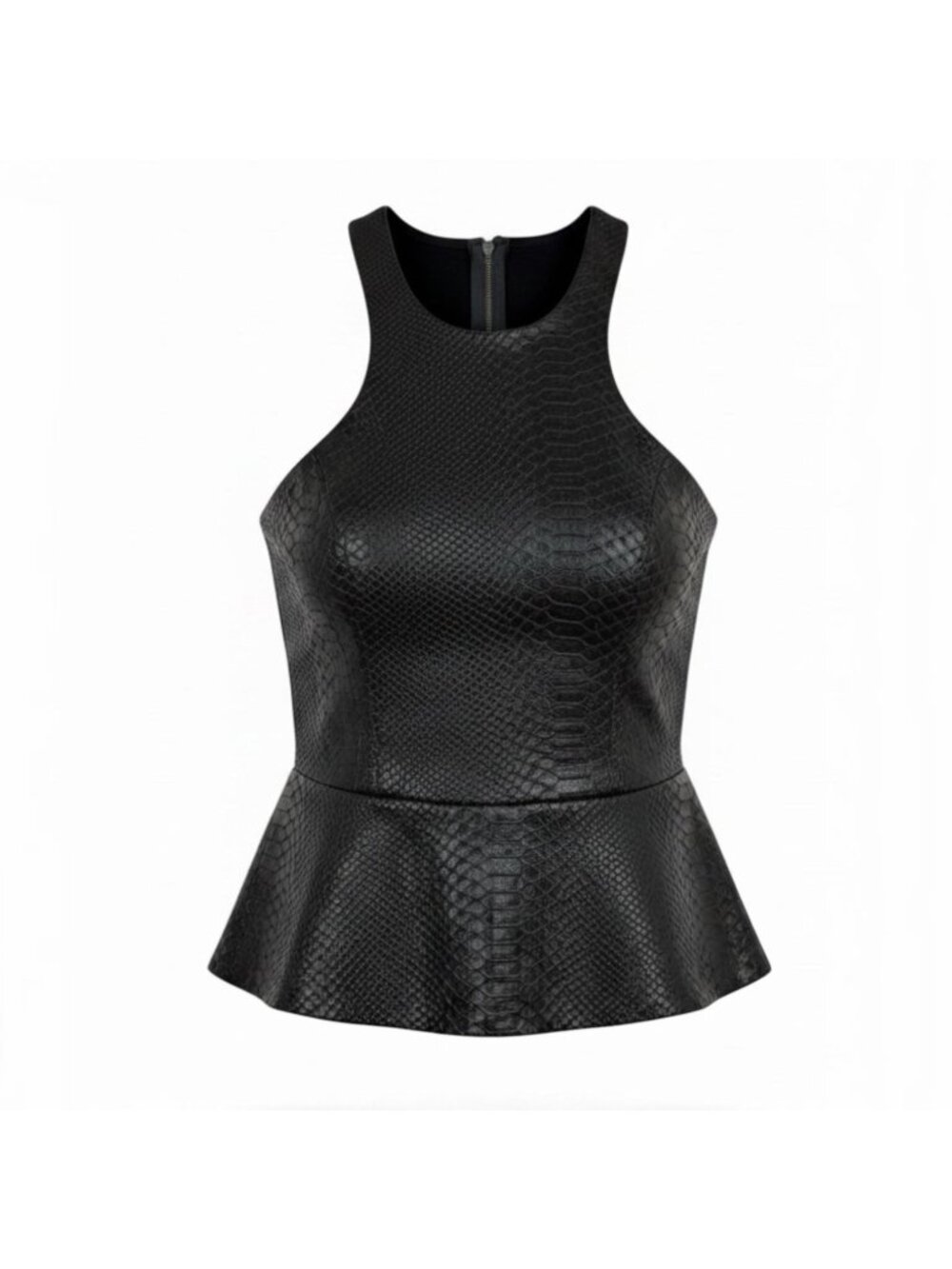 Michelle MASON Leather Sleeveless Peplum Top 2 Lambskin Princess Seam Embossed